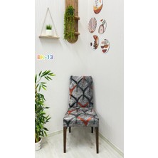 Desenli Baskılı Kadife Elastik Esnek Sandalye Koruyucu Örtü - Model Bk-13 - Bir Adet