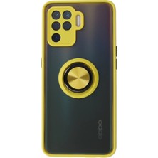 Magicool Oppo Reno 5 Lite Kılıf Montreal Yüzüklü Silikon Kapak - Sarı