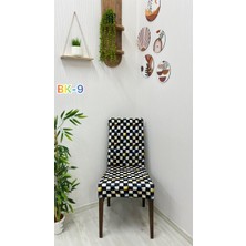 Desenli Baskılı Kadife Elastik Esnek Sandalye Koruyucu Örtü - Model Bk-09 - Üç Adet