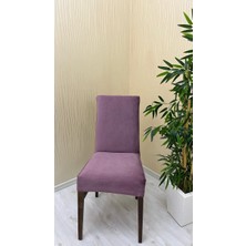 Italyan Süet Kumaş Lastikli Kaymaz Esnek Sandalye Koruyucu Örtü - Gülkurusu - Iki Adet