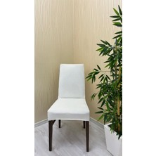 Italyan Süet Kumaş Lastikli Kaymaz Esnek Sandalye Koruyucu Örtü - Krem - Iki Adet