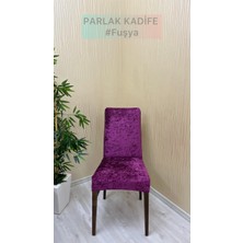 Parlak Kadife Kumaş Standart Işıltılı Lüks Sandalye Koruyucu Örtüsü - Fuşya - Bir Adet