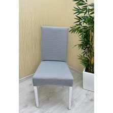 Mikro Kumaş Lastikli Kaymaz Esnek Sandalye Koruyucu Örtü - Açık Gri - Dört Adet