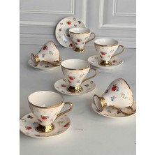 Rossev Türk Kahve Fincanı Vintage Bloom 6 Kişilik 12 Parça