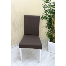 Mikro Kumaş Lastikli Kaymaz Esnek Sandalye Koruyucu Örtü - Kahverengi - Iki Adet