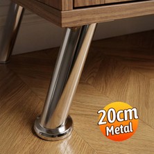 Badem10 Ayarlanabilir Tablalı (4 Adet) Dereceli  20 cm Krom Metal Baza Tv Ünitesi Koltuk Mobilya Ayağı