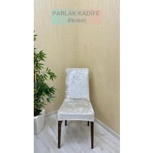 Parlak Kadife Kumaş Standart Işıltılı Lüks Sandalye Koruyucu Örtüsü - Krem - Bir Adet