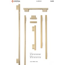 System 9486 Modern Düz/çizgili Kulp Altın Renk 16 mm (Iki Delik Arası Mesafe)