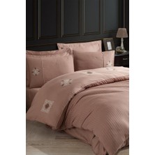 Mg Elegant Nakışlı Pamuk Saten Çift Kişilik Nev Takımı Zeugma Kahve