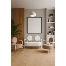 Azra Mobilya Venüs Koltuk Takımı Beyaz Modern Koltuk Seti | Ofis ve Ev Kullanımı | Soft Kumaş Beyaz / Açık Kahve