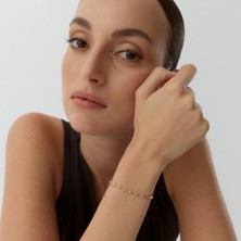 Aja Lunelle Sıralı Geometrik Motifli Çok Taşlı Altın Bileklik