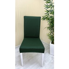 Mikro Kumaş Lastikli Kaymaz Esnek Sandalye Koruyucu Örtü - Zümrüt Yeşili - Beş Adet