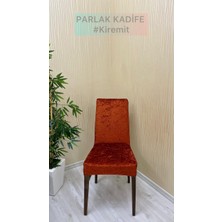 Parlak Kadife Kumaş Standart Işıltılı Lüks Sandalye Koruyucu Örtüsü - Kiremit - Bir Adet