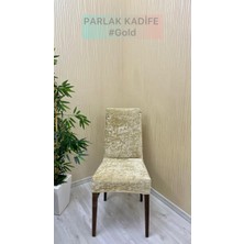 Parlak Kadife Kumaş Standart Işıltılı Lüks Sandalye Koruyucu Örtüsü - Gold - Iki Adet