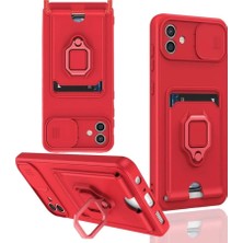 Magicool Samsung Galaxy A06 Kılıf Zuma Kartvizitli Yüzüklü Silikon - Kırmızı