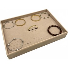 Megass Dekor Süet Kumaş Sütlü Kahve Renk 34/24 cm Batırmalı Bileklik Kelepçe Tablası