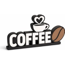 Coffee Yazılı Masa Üstü Dekor | Kahve Fincanı ve Çekirdek Figürlü Ev & Ofis Süs Eşyası | Kahve Köşesi Dekoru