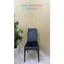 Parlak Kadife Kumaş Standart Işıltılı Lüks Sandalye Koruyucu Örtüsü - Antrasit - Bir Adet