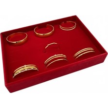 Megass Dekor Süet Kumaş Kırmızı Renk 34/24 cm Batırmalı Bileklik Kelepçe Tablası