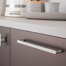 System 4730 Modern Düz Kulp Nikel Saten Renk 320 mm (Iki Delik Arası Mesafe)