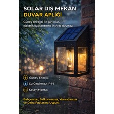 Ecuy Solar Dış Mekan Duvar Aplik Güneş Enerjili IP44 Suya Dayanıklı Bahçe Balkon Duvar Lambası