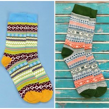 Bemp 2’li Unisex Etnik Desenli Kalın Kışlık Çorap