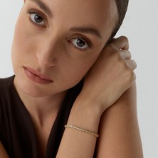 Aja Thalena Yarım Su Yolu Çok Taşlı Altın Bileklik