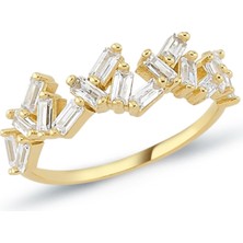 Oroline Jewelry 14 Ayar Baget Taşlı Modern Kadın Altın Yüzük