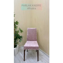 Parlak Kadife Kumaş Standart Işıltılı Lüks Sandalye Koruyucu Örtüsü - Pudra - Dört Adet