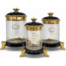 Rossev Kıng Siyah Gold Vakum Kapaklı Kavanoz Seti 3 'lü