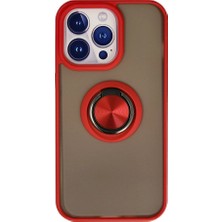 iPhone 13 Pro Max Kılıf Montreal Yüzüklü Silikon Kapak - KIRMIZI-(5796) - EMTHBA5299-7723