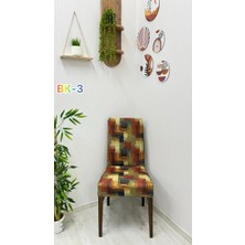 Desenli Baskılı Kadife Elastik Esnek Sandalye Koruyucu Örtü - Model Bk-03 - Üç Adet