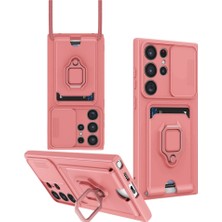 Magicool Samsung Galaxy S25 Ultra Kılıf Zuma Kartvizitli Yüzüklü Silikon - Pembe