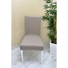 Mikro Kumaş Lastikli Kaymaz Esnek Sandalye Koruyucu Örtü - Vizon - Altı Adet