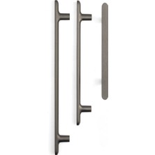 System 4740 Modern Düz Kulp Kalaylı Siyah Saten Renk 256 mm (Iki Delik Arası Mesafe)