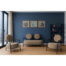 Azra Mobilya Venüs Modern Koltuk Takımı | Buklet Kumaş | Ofis ve Ev Kullanımı | Açık Kahve