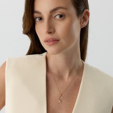 Aja Puria Markiz Kesim Taşlı İnci Altın Kolye