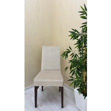 Italyan Süet Kumaş Lastikli Kaymaz Esnek Sandalye Koruyucu Örtü - Bej - Iki Adet