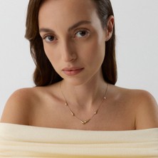 Aja Rivora Çok Damla Figürlü Damla Kesim Tek Taşlı Altın Kolye