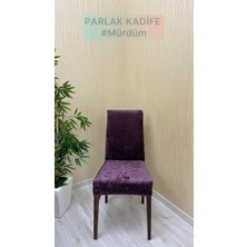 Parlak Kadife Kumaş Standart Işıltılı Lüks Sandalye Koruyucu Örtüsü - Mürdüm - Dört Adet