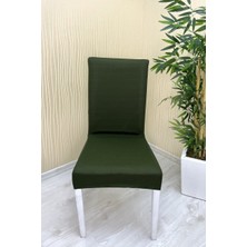 Mikro Kumaş Lastikli Kaymaz Esnek Sandalye Koruyucu Örtü - Haki Yeşili - Beş Adet