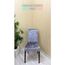 Parlak Kadife Kumaş Standart Işıltılı Lüks Sandalye Koruyucu Örtüsü - Açık Gri - Beş Adet