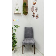 Desenli Baskılı Kadife Elastik Esnek Sandalye Koruyucu Örtü - Model Bk-12 - Altı Adet