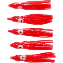 Genba 5'li Paket Ahtapot Silikon Yem 10 cm Kırmızı