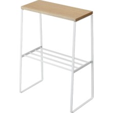 Yamazaki Yan Sehpa Çelik/Ahşap 56 cm Beyaz