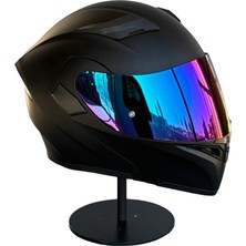 Scharf 902 Çene Açılır Motosiklet Kaskı – Güneş Gözlüklü (Rainbow Vizörlü) Matblack