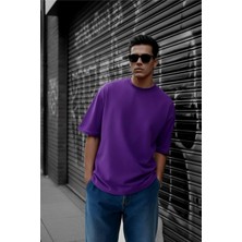 Oksit Benriy Erkek Oversize Basic Bisiklet Yaka Pamuklu T-Shirt Rahat Kesim Unisex Sevgili Kombini