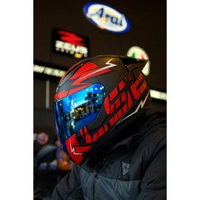 Ls2 Rapıd 2 Cromo Mat Siyah-Kırmızı Kask-Mavi Vizör-Spoiler