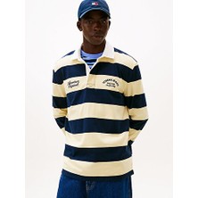 Tommy Hilfiger Erkek Tjm Relaxed Fit Stripe Grafik Detaylı Polo Yaka T-Shirt
