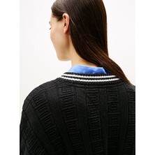 Tommy Hilfiger Kadın Tjw Boxy Fit Flag Cable Kazak